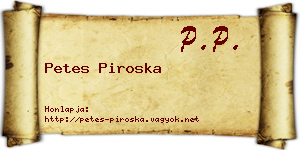 Petes Piroska névjegykártya